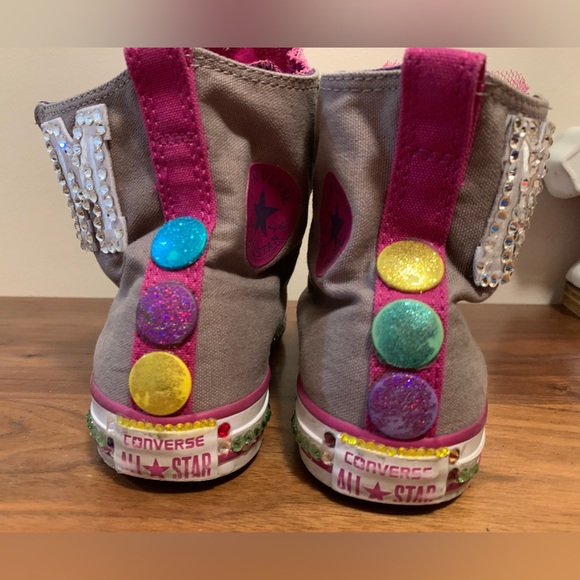 Converse All Star Ruffled Tulle Tongue gray High Top Size 4 - Picture 9 of 11